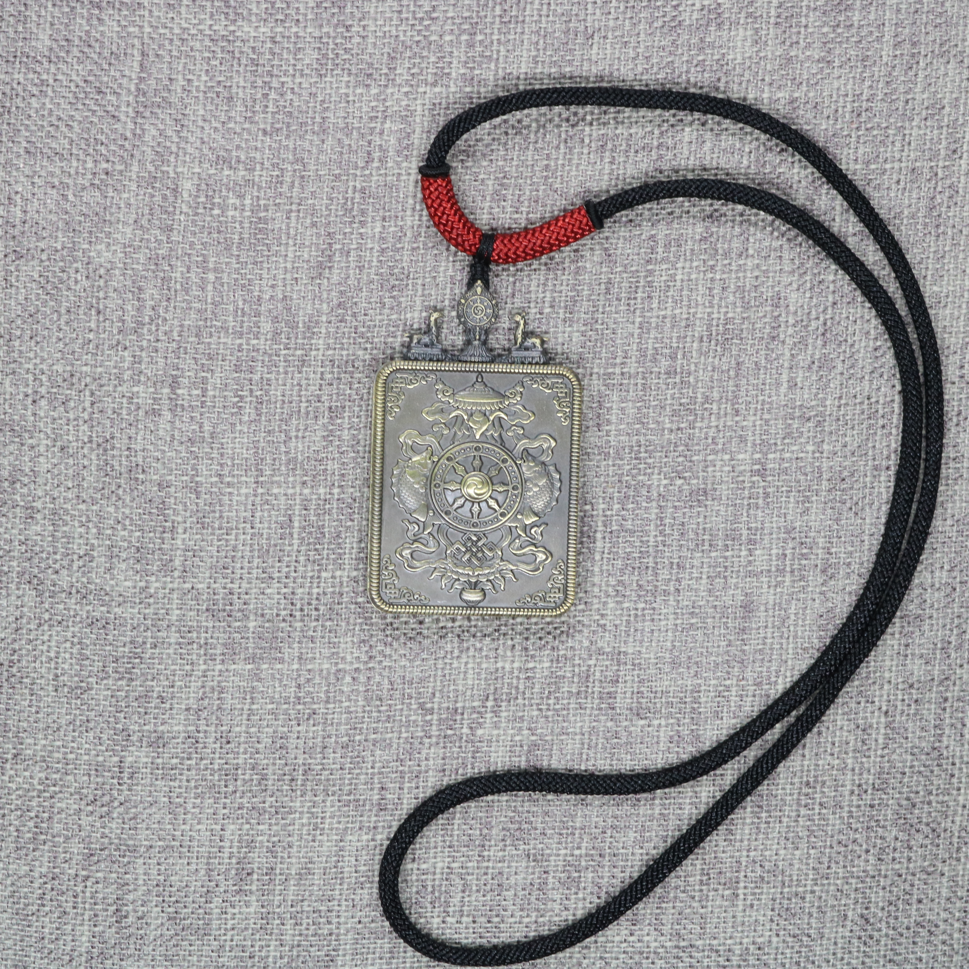 尼泊爾藏式復古雙面唐卡項鏈