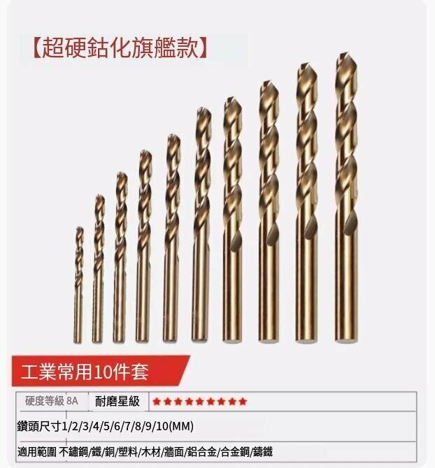 New twist drill bit (10-piece set commonly used in industry)