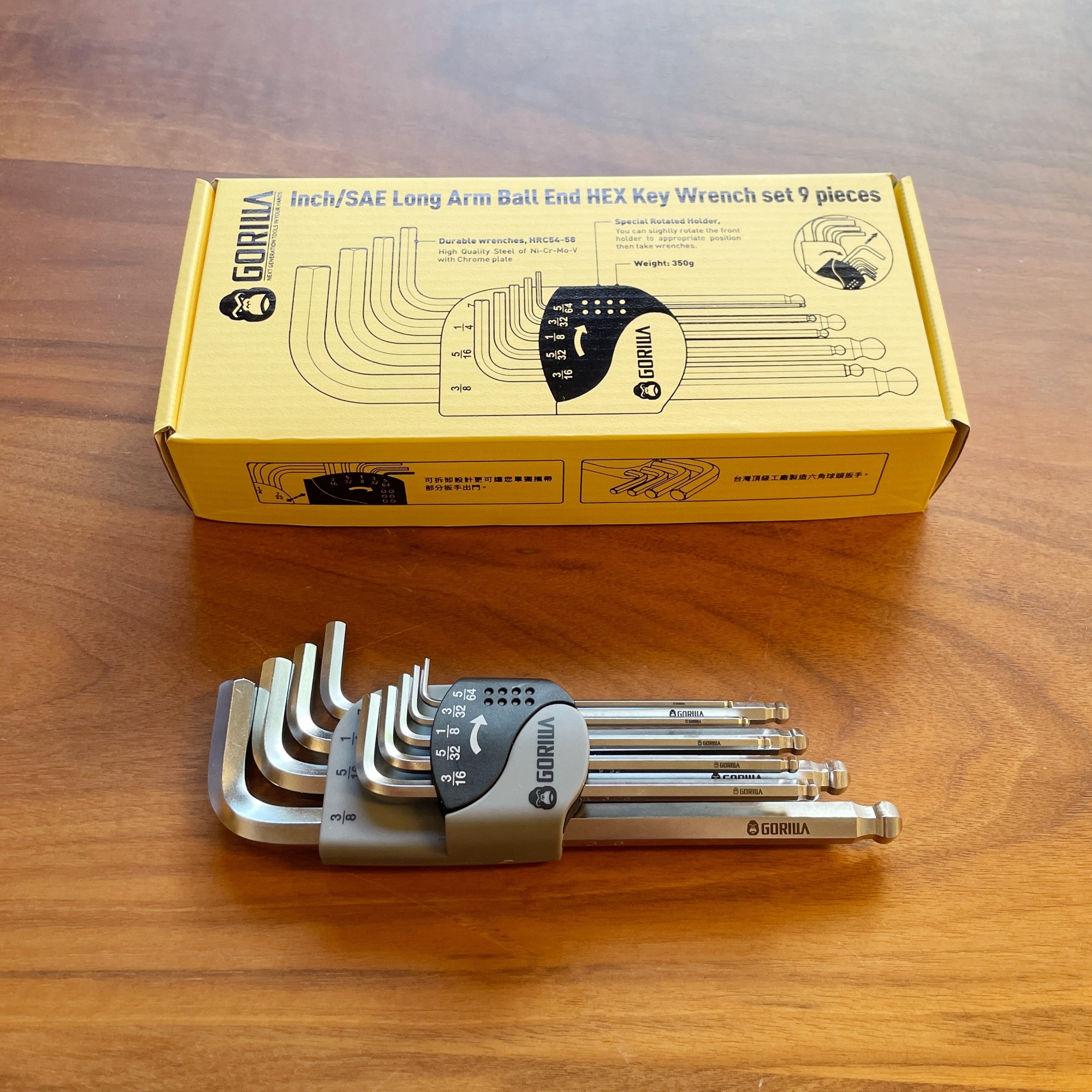 【Gorilla】9in1精密耐用英制六角球頭扳手組