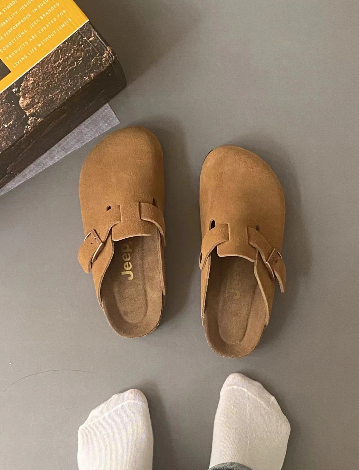 JEEP 勃肯鞋 拖鞋 穆勒鞋 包頭鞋 軟木底 涼拖鞋 懶人鞋 麂皮 3色/預購
