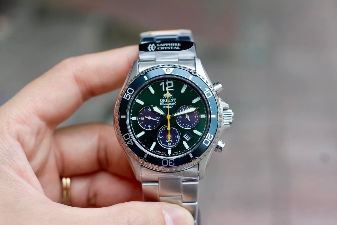 Orient RN-TX0204E 綠色Men Watch Sapphire Crystal 太陽能潛水錶