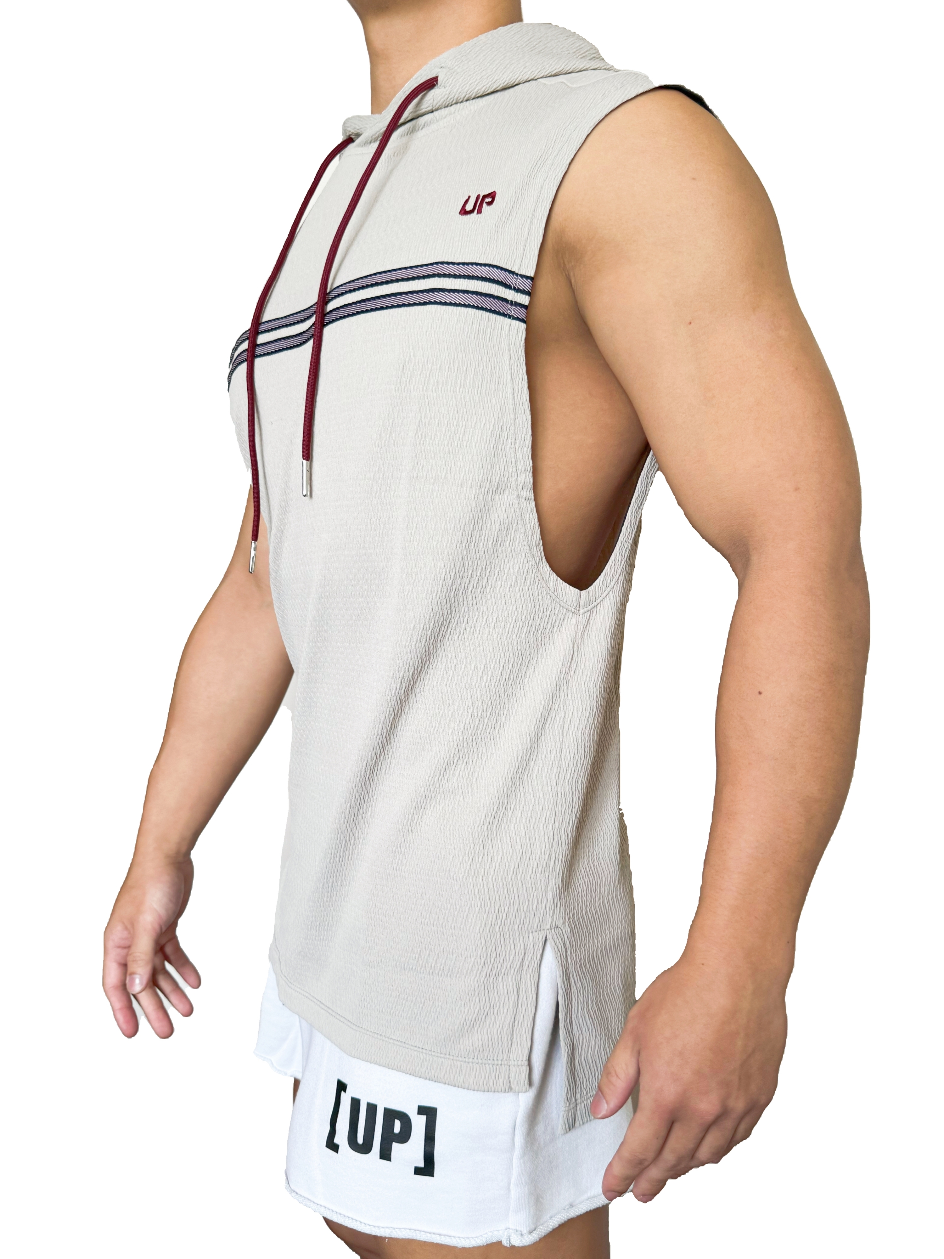 Ribbed UP 棱紋連帽背心 貝殼沙