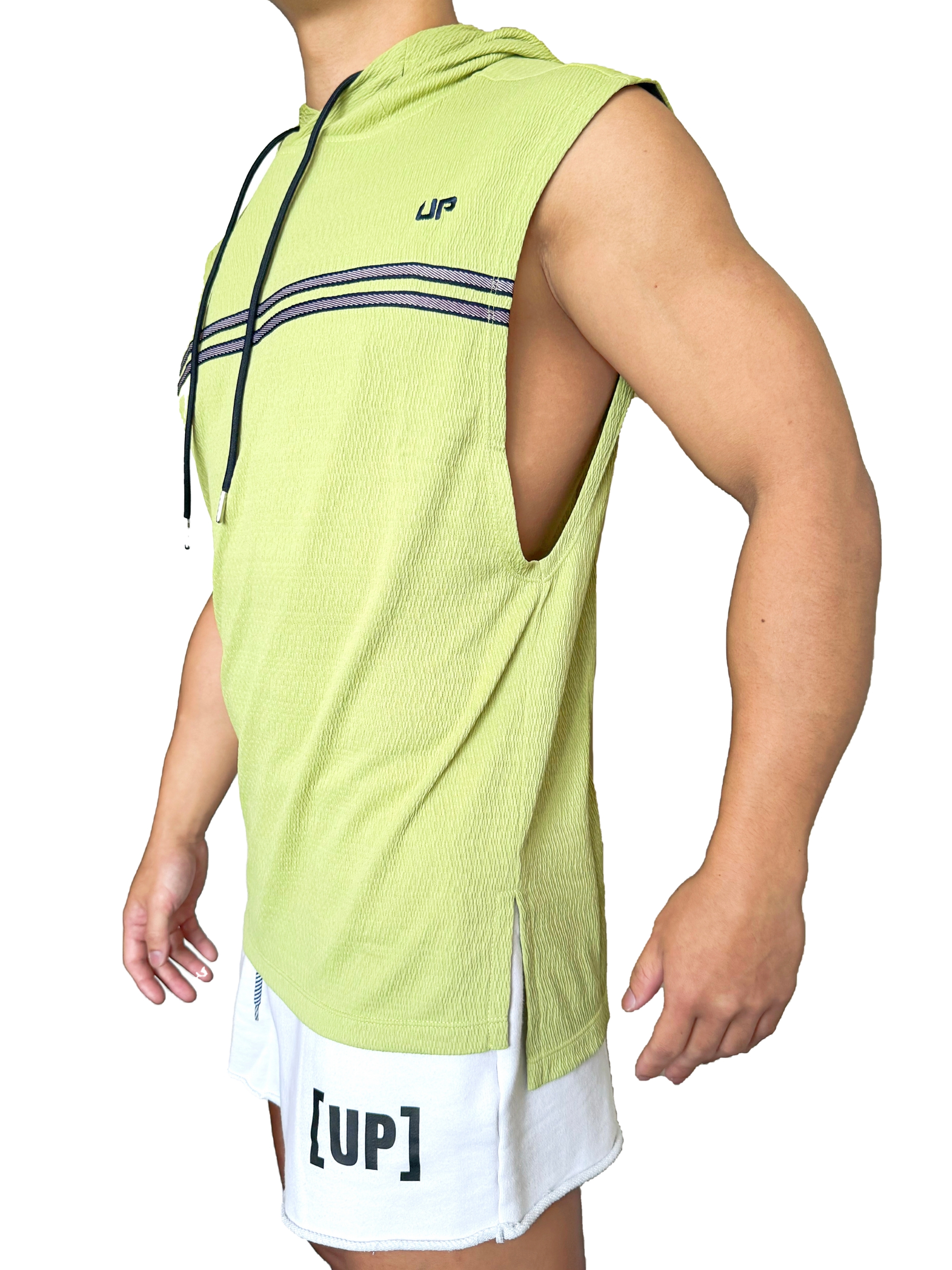 Ribbed UP 棱紋連帽背心 草綠