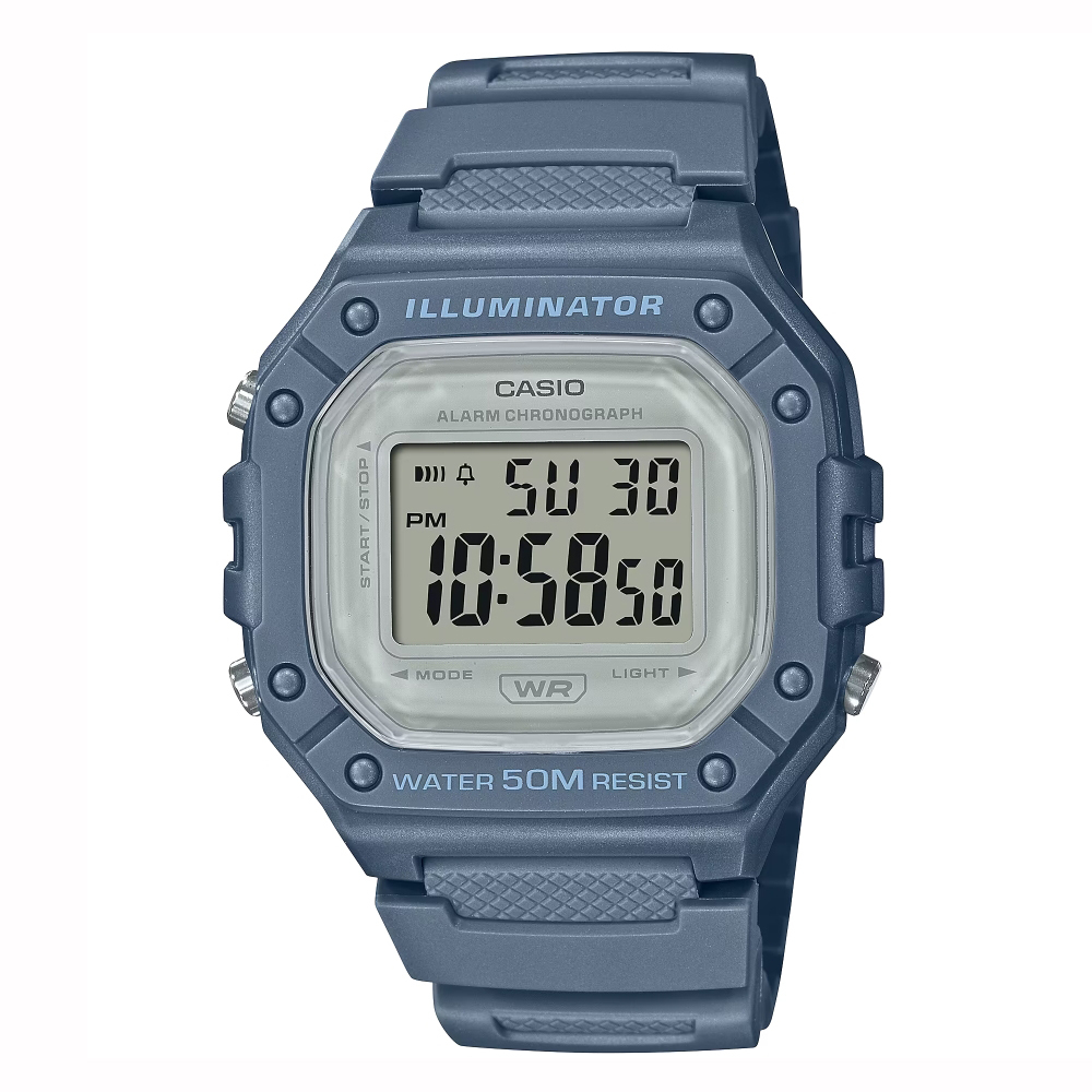 【CASIO】W-218HC 7年電池 防水50米 多功能 LED背光 自動日曆 電子錶-