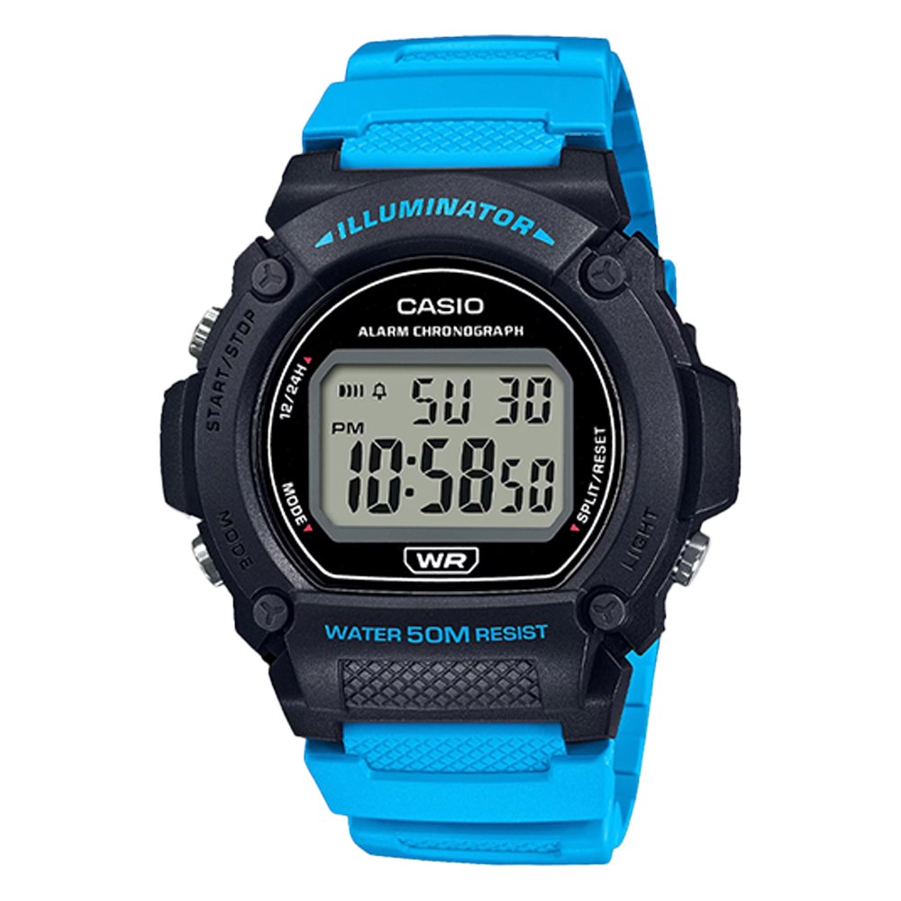 【CASIO】W-219H 7年電池 防水50米 多功能 LED背光 自動日曆 電子錶-