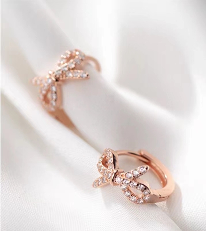 T54滿鑽蝴蝶結純銀易扣