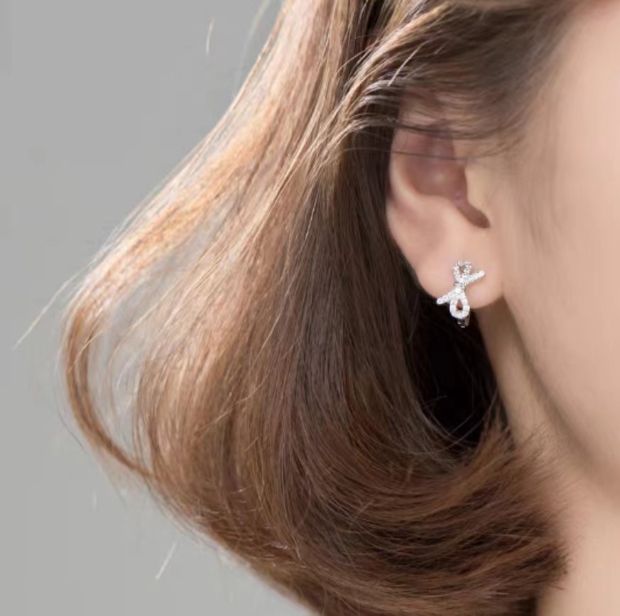 T54滿鑽蝴蝶結純銀易扣