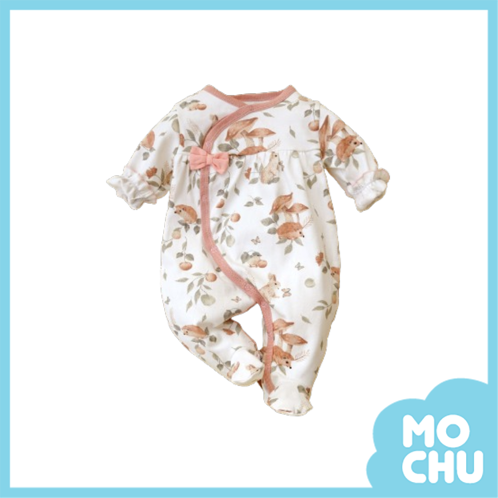 小刺蝟動物長袖包腳連身衣