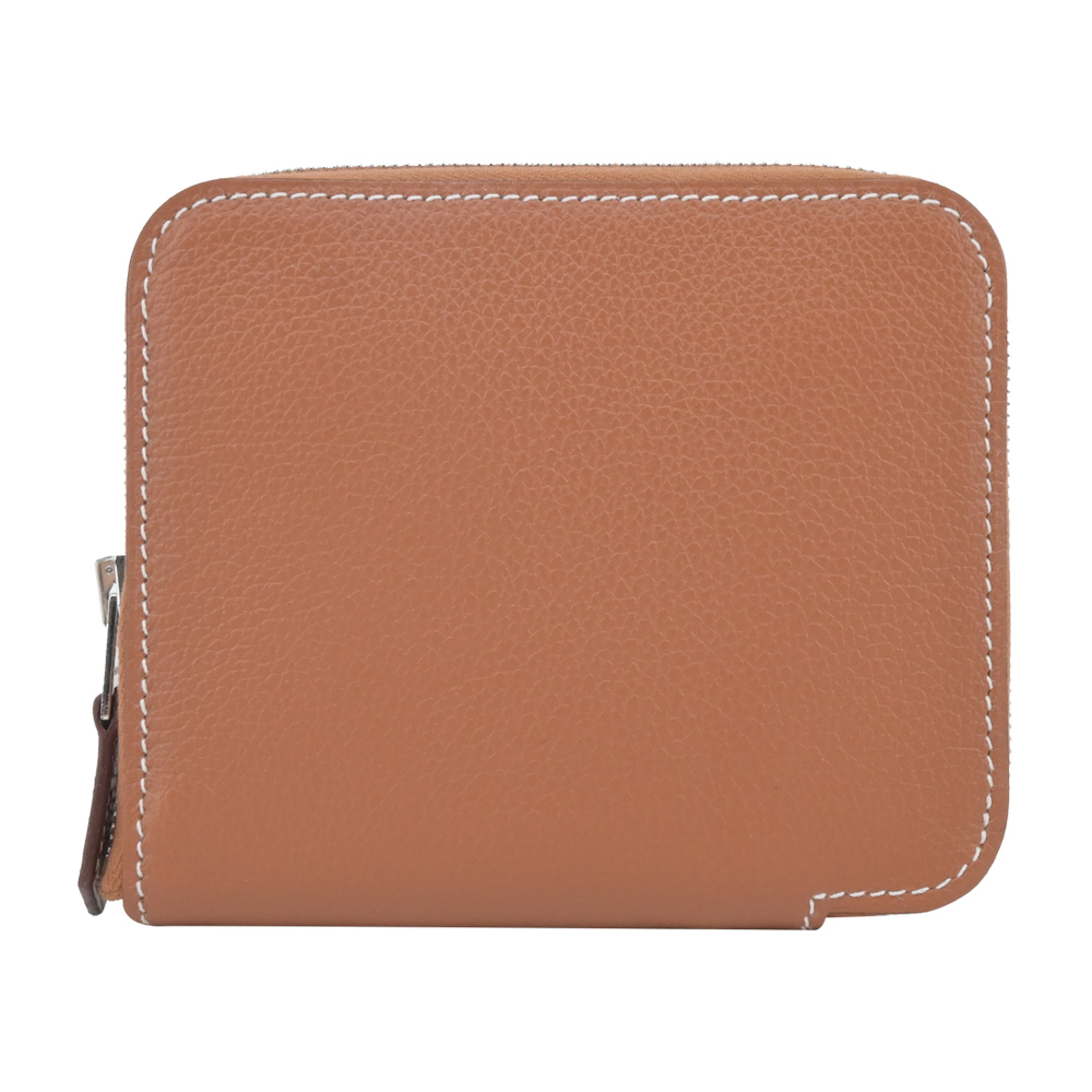 HERMES Silk In Compact Evercolor拼接Barenia小牛皮拉鍊絲巾短