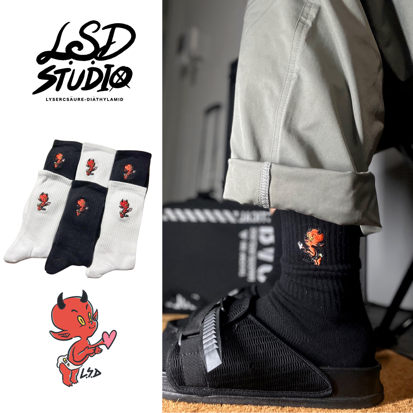 LSD心動小惡魔刺繡長襪【SCLSD018】