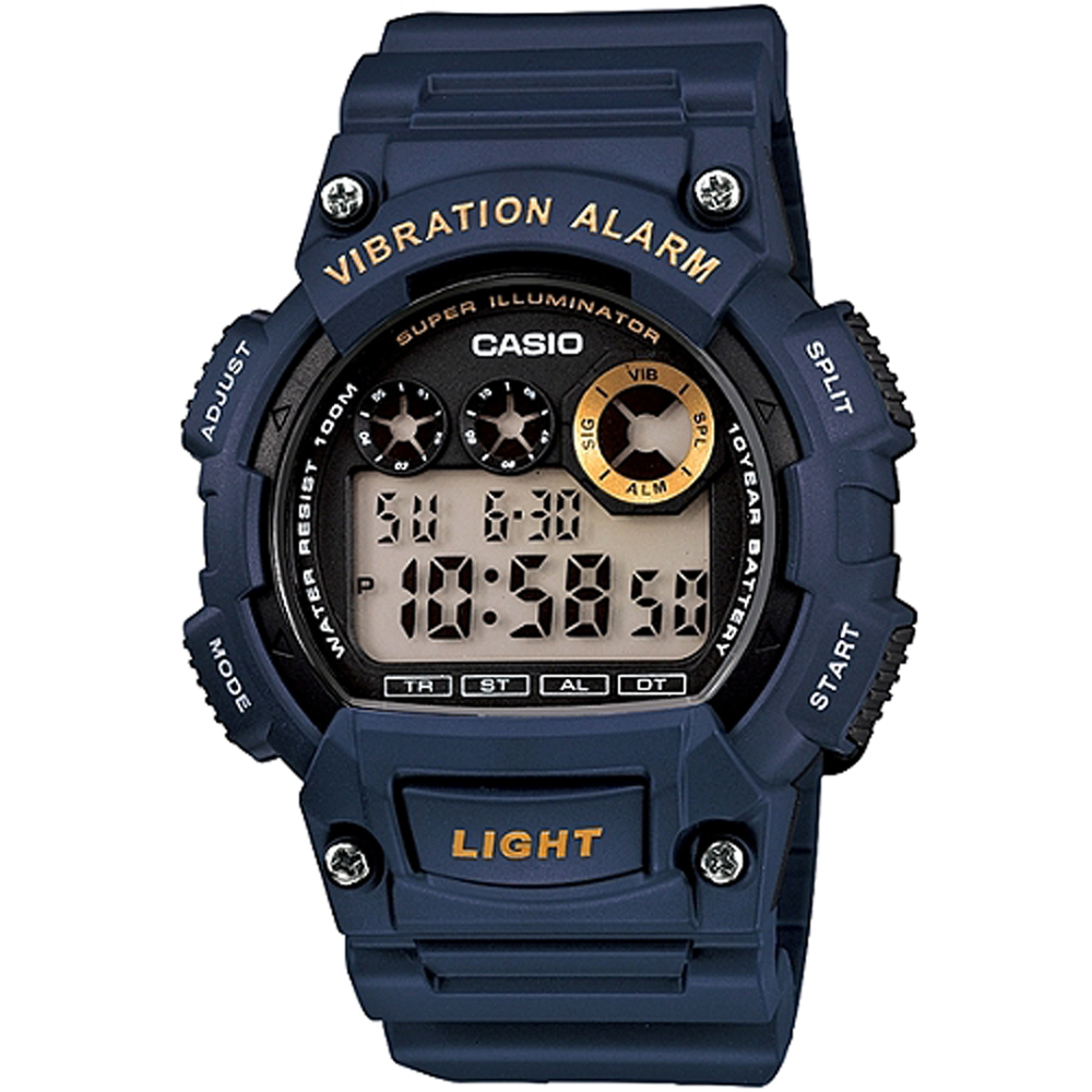 【CASIO】W-735H 10年電池 防水100米 多功能 LED背光 碼錶 電子錶-