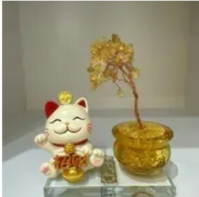 [S] GEMZ & CO BFG FORTUNE CAT WITH FORTUNE TREE, CITRINE, X317 (X317)