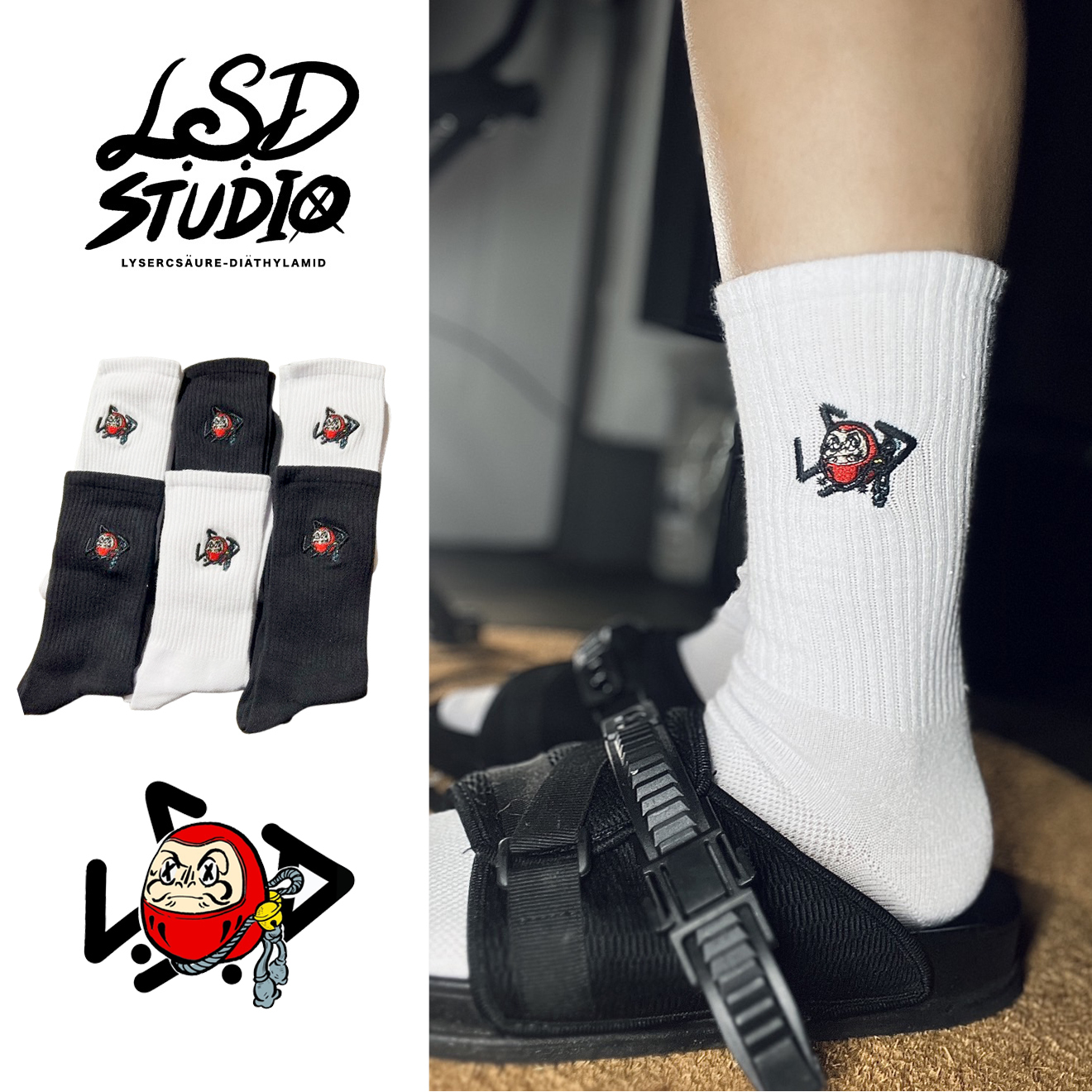 LSD達摩不倒翁刺繡長襪【SCLSD020】