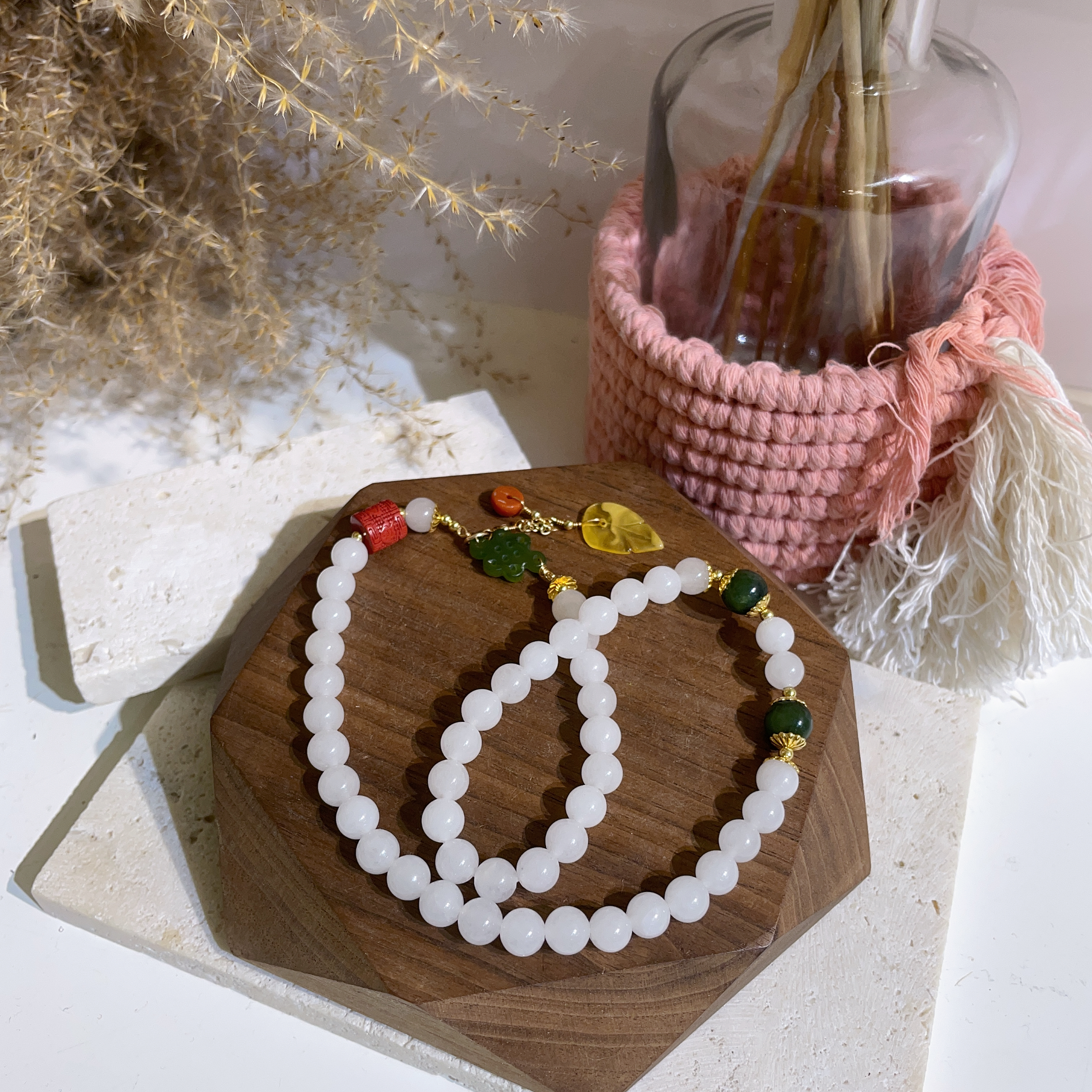 翡翠黃葉設計雙圈手串