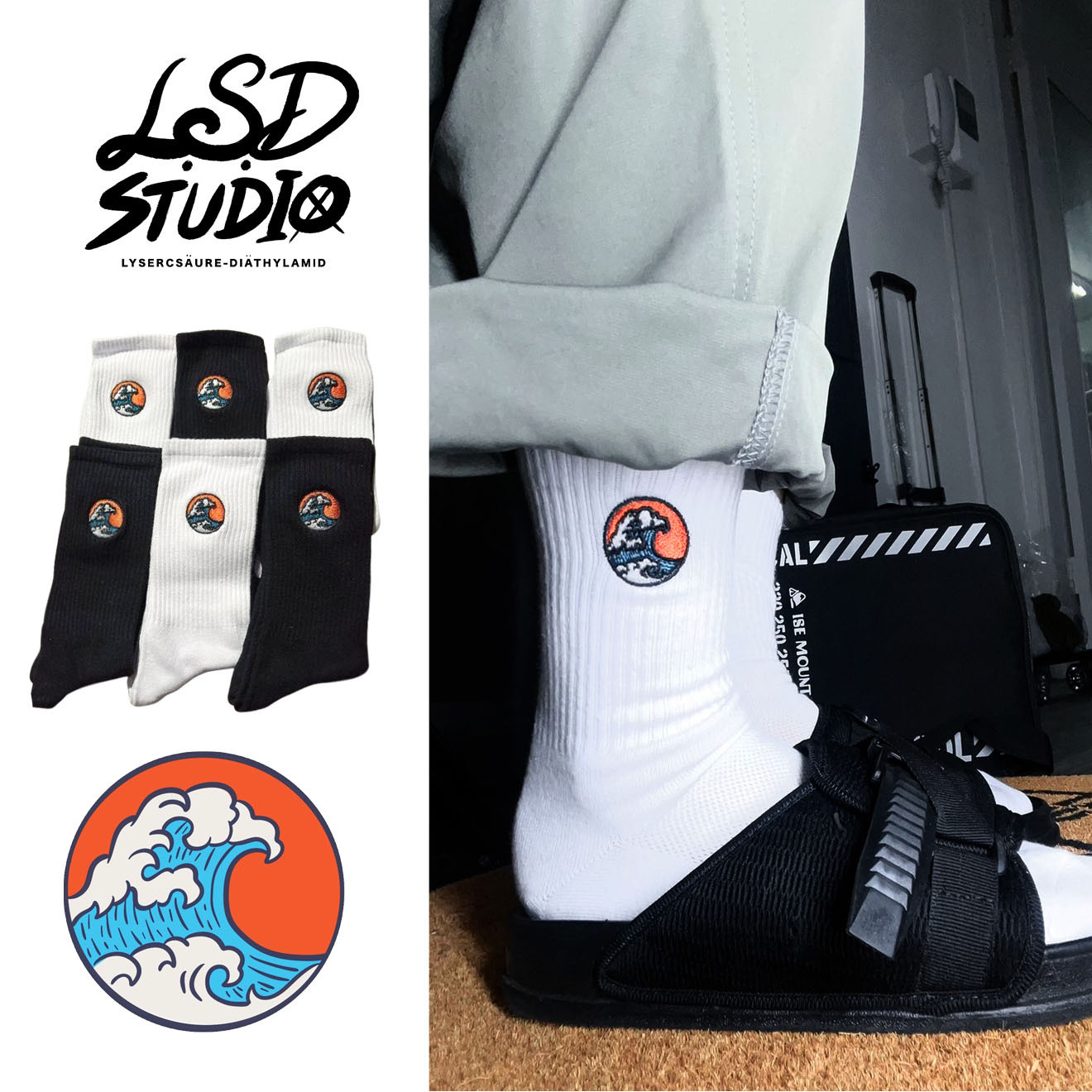 LSD海浪刺繡長襪【SCLSD021】