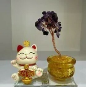 [S] GEMZ & CO BFG FORTUNE CAT WITH FORTUNE TREE, AMETHYST, X319 (X319)