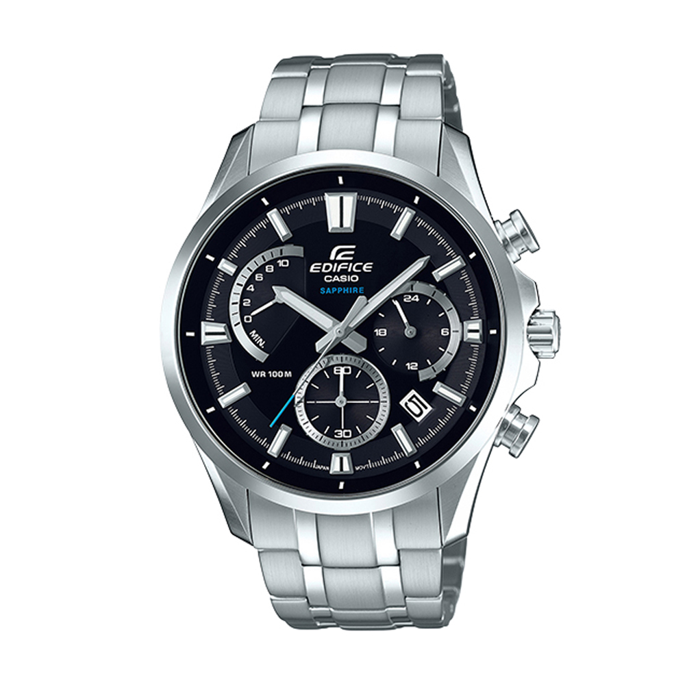 【CASIO Edifice】EFB-550D  三眼 熊貓款 防水100米 計時 帶日期 不鏽鋼腕錶-
