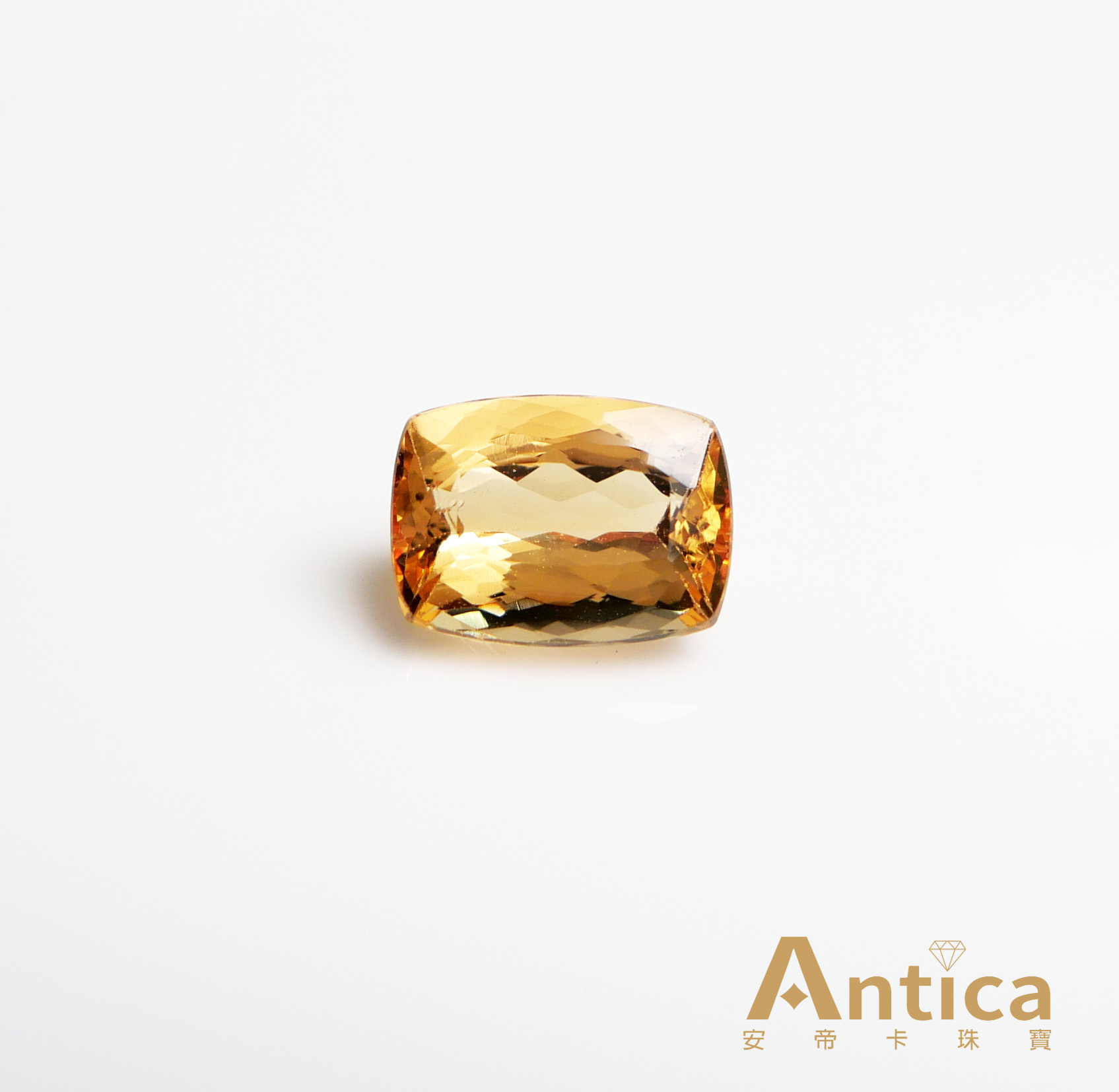 天然寶石的一種 ANTICA] 帝王托帕石2.14克拉黃色橘色長方巴西天然寶石Imperial Topaz（經