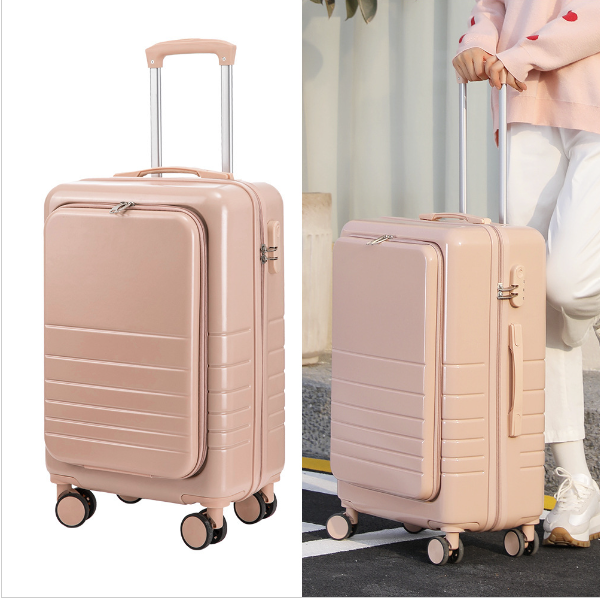 Hot new popular front opening 20-inch suitcase: Make your travel more efficient and convenient (pink)