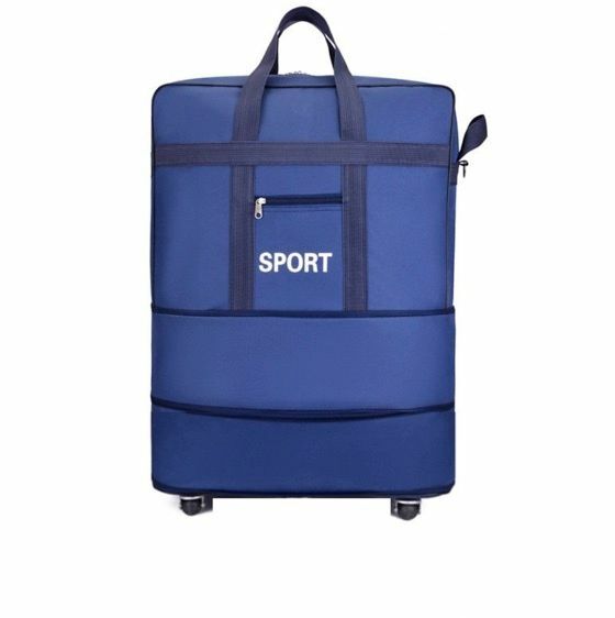 Hot recommended folding waterproof Oxford cloth carry-on suitcase, travel bag, luggage bag (blue-medium size) with 4 universal wheels