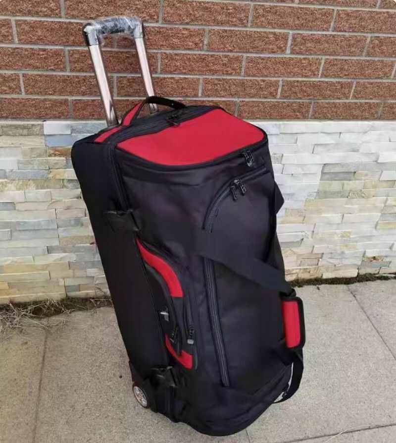 Hot push baseball bat equipment trolley bag-32 inch large black stitched red