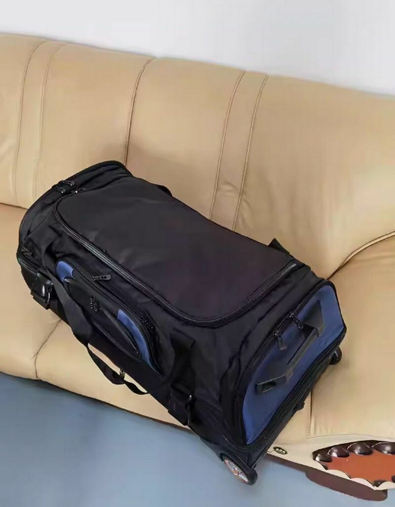 Hot push baseball bat equipment trolley bag-32 inch large black stitching dark blue