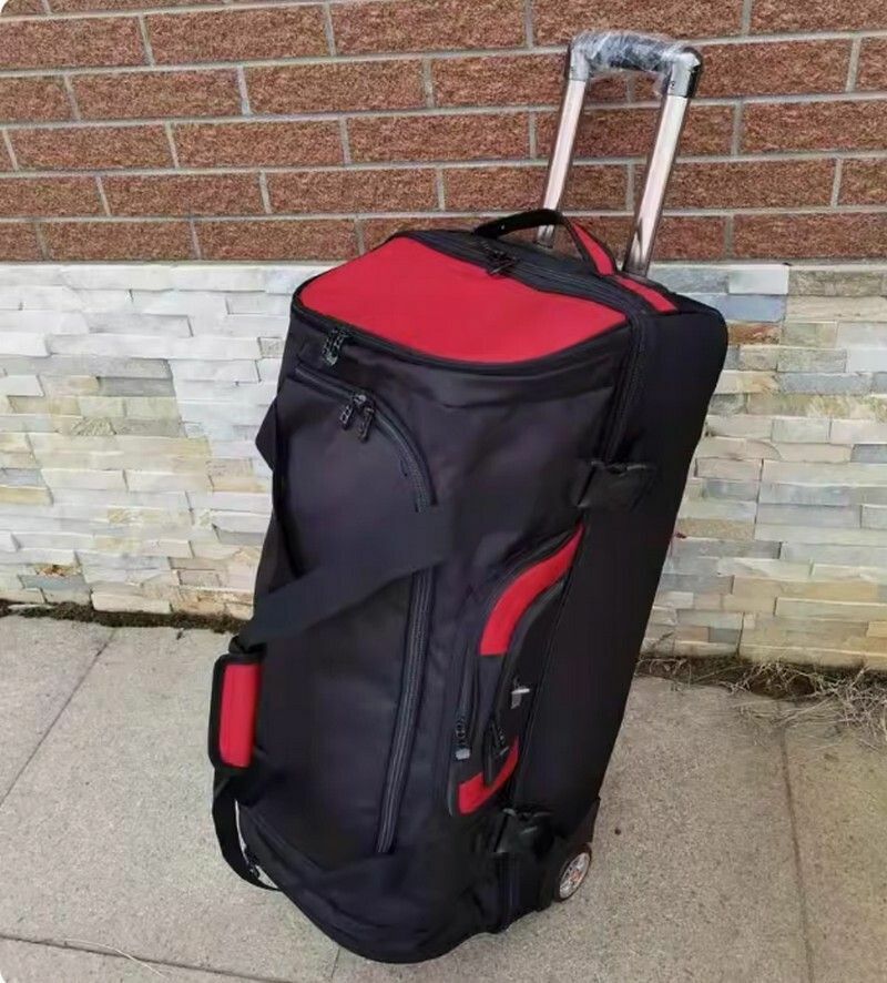 Hot push baseball bat equipment trolley bag-27 inch small black stitching red