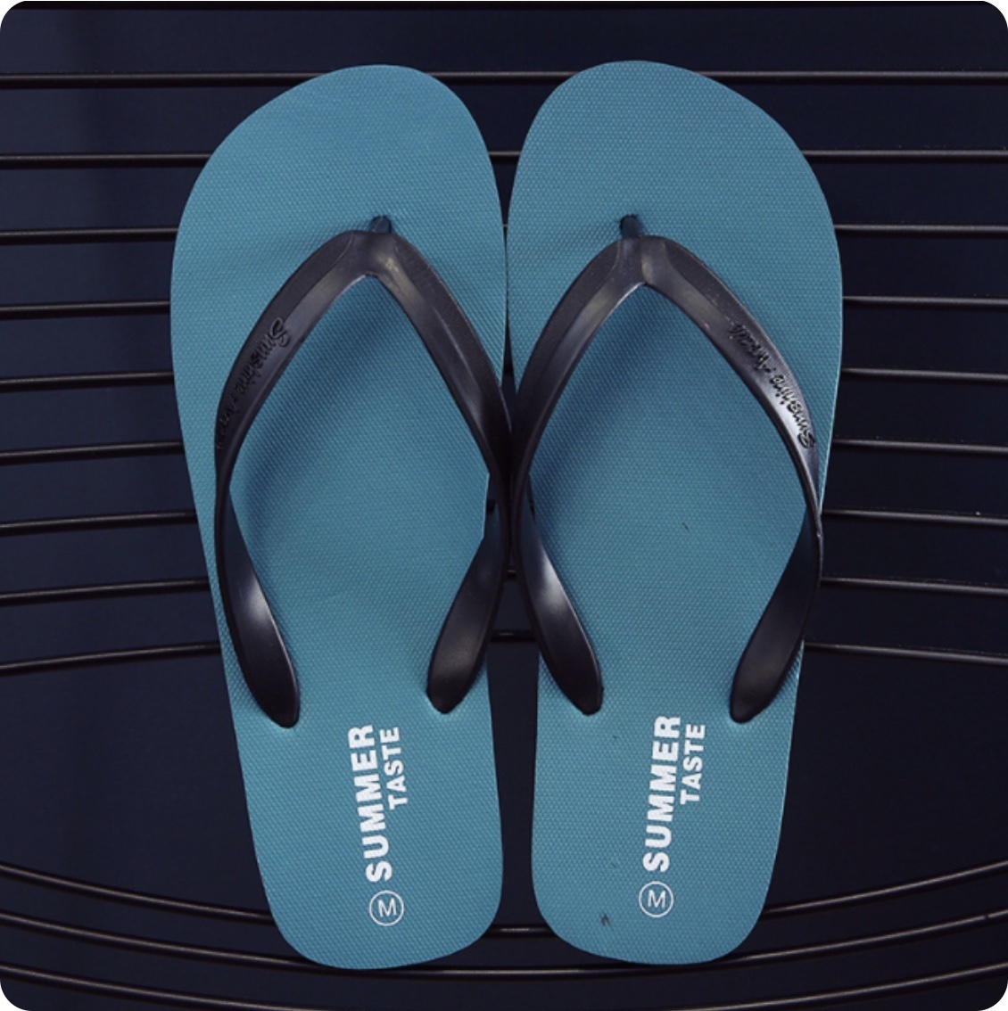 New men's fashionable beach non-slip flip-flops (size M-sunshine-lake green) recommended for people 42-43 years old
