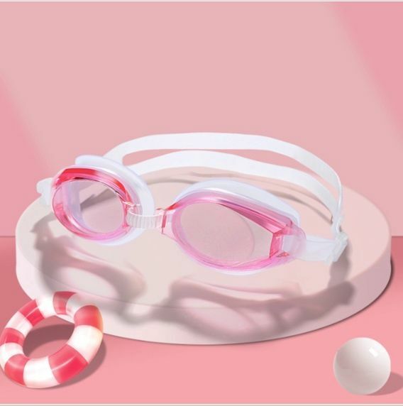 New waterproof and anti-fog swimming goggles for adults and children (pink with a pair of earplugs - boxed) for adults and children