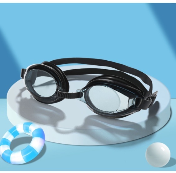 New waterproof and anti-fog swimming goggles for adults and children (black with a pair of earplugs - boxed) universal for adults and children