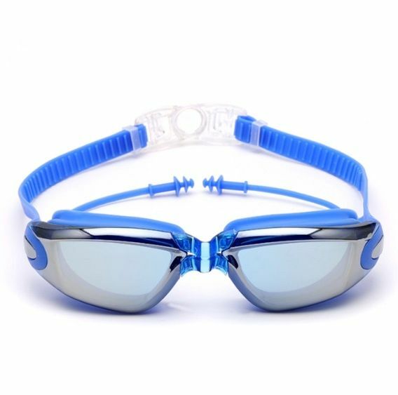 New waterproof and anti-fog all-in-one earplug swimming goggles (blue-boxed)