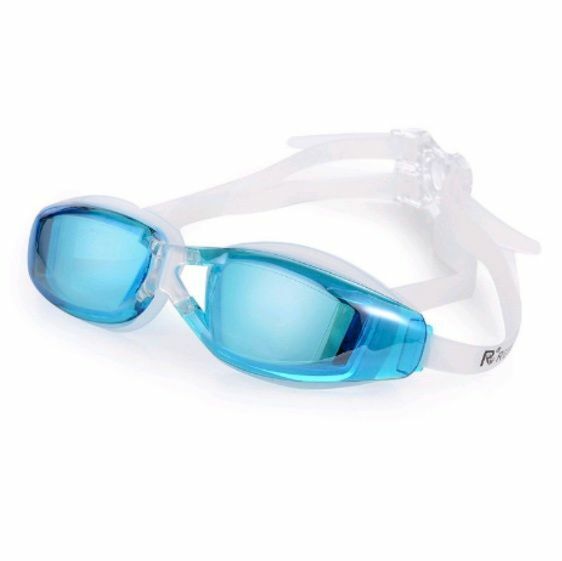 New waterproof and anti-fog adult swimming goggles (blue with a pair of earplugs) boxed