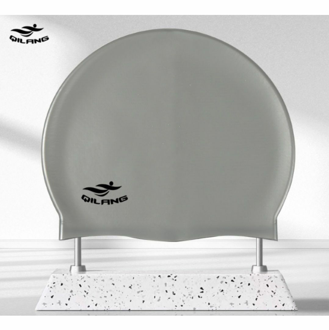 New fashionable silicone waterproof ear protection swimming cap for men and women (silver gray)