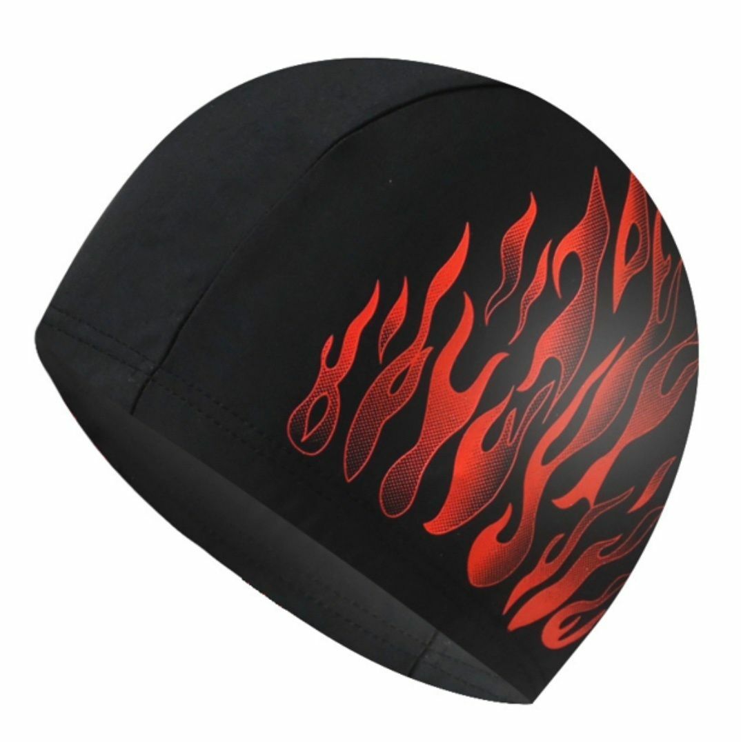 New fashionable waterproof ear protection swimming cap for men and women (red-flame)