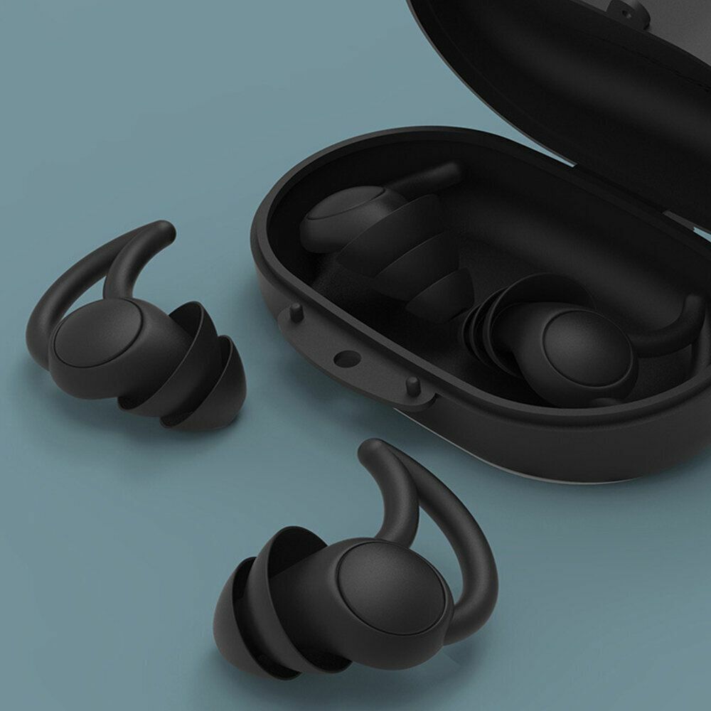 New (black) 3-layer silicone sports soundproof and noise-cancelling earplugs, noise-cancelling, sleep-proof, mute, study, sleep, anti-noise earplugs