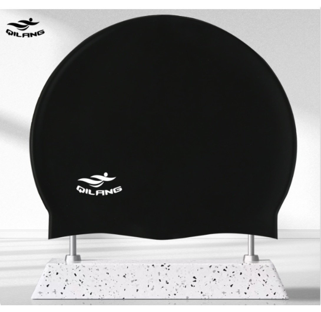 New fashionable silicone waterproof ear protection swimming cap for men and women (black)