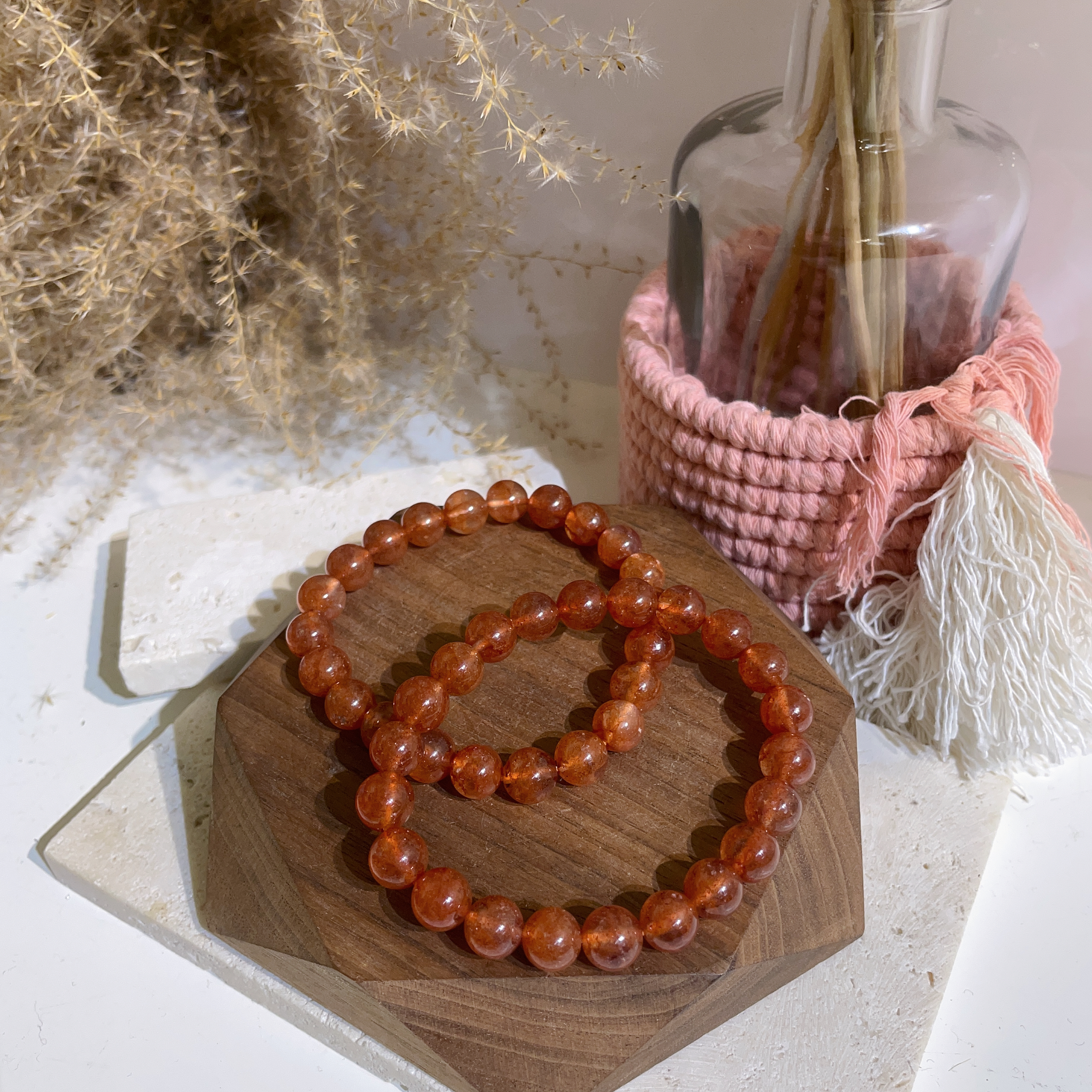 💛$120@2 橙草莓晶手串 8+mm