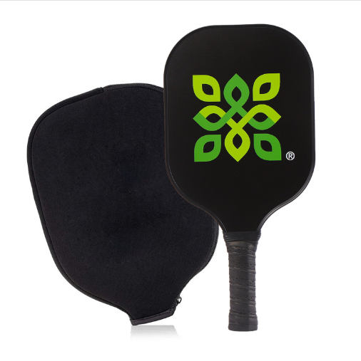 Hot recommendation [fiberglass] single racket + zipper bag [Model 208] (black + green leaves, 40cm*20cm)