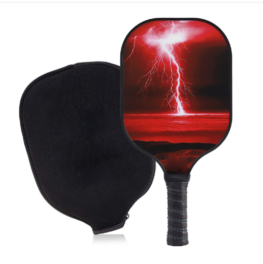 Hot recommendation [fiberglass] single racket + zipper bag [Model 211] (red + lightning, 40cm*20cm)