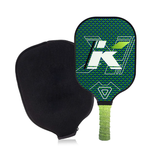 Hot recommendation [fiberglass] single racket + zipper bag [Model 207] (green + K letter, 40cm*20cm)