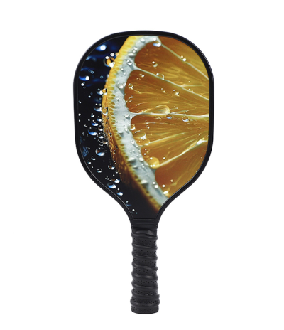 Hot recommendation [wooden racket] single racket + bubble bag [model 203] (black + lemon, 40cm*20cm)