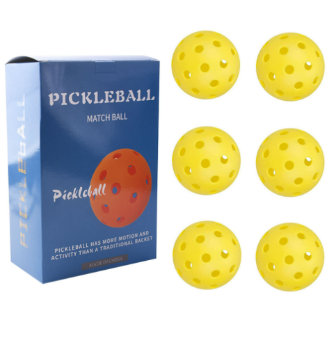 Hot recommendation (6 pieces in color box) Pickleball 40-hole outdoor ball (yellow, 40 holes)