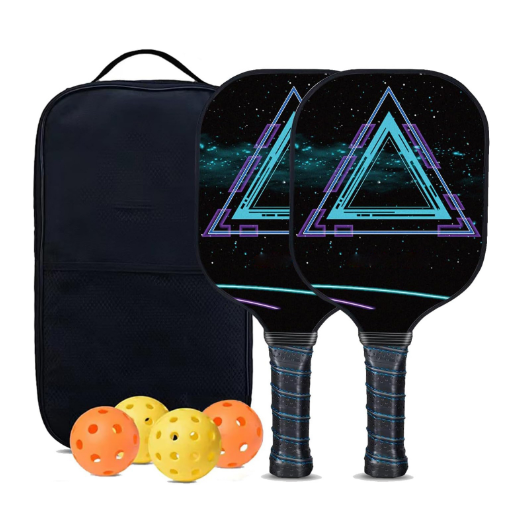 Hot recommended fiberglass pickleball racket outdoor sports set Pickleball Paddles ((2 rackets + 4 balls + 1 bag, black pickleball figure, 40cm*20cm)