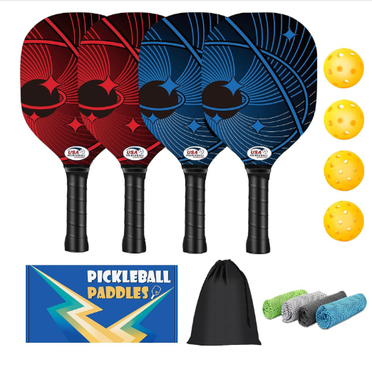 Popular poplar pickleball racket set (black and red, 40cm*20cm)