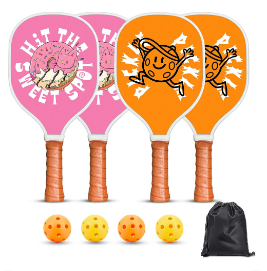 Popular poplar pickleball racket set (pink and orange cartoon style, 40cm*20cm)
