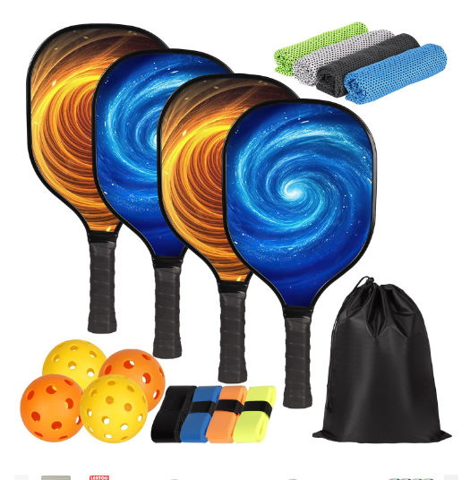 Popular poplar pickleball racket set (blue and yellow vortex, 40cm*20cm)
