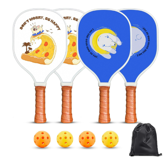 Popular poplar pickleball racket set (blue and white cartoon style, 40cm*20cm)