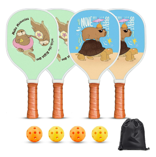 Popular poplar pickleball racket set (blue and green cartoon style, 40cm*20cm)