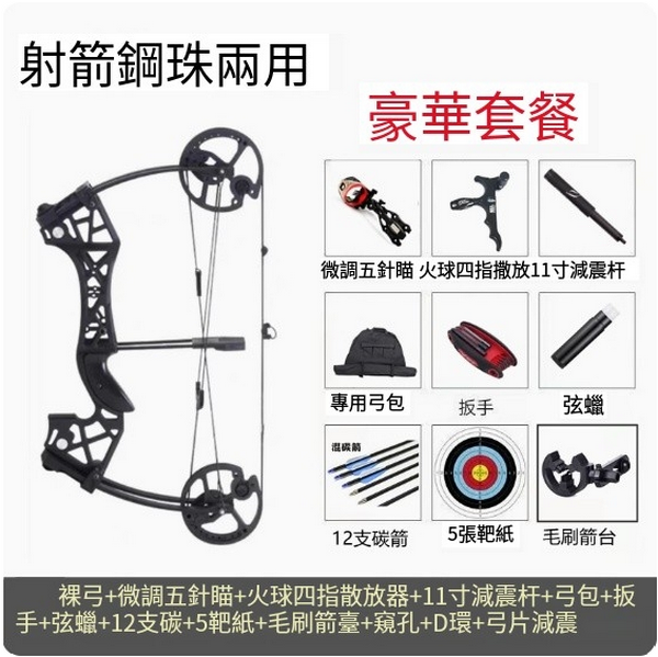 Hot push bow and arrow shooting toy (dual-purpose steel ball bow, luxury, accurate adjustment)