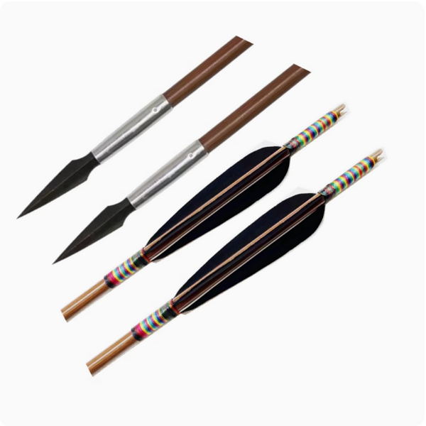 Hot Recommended Recurve Bow Turkey Real Feather Wooden Arrow Accessories (10 Bamboo Arrows [Headhunter] Pure Black Recurve)
